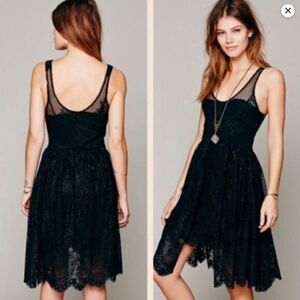 NWT Free People Kristal Salinas Foil Gold Black Lace Festival Dress, Size 6